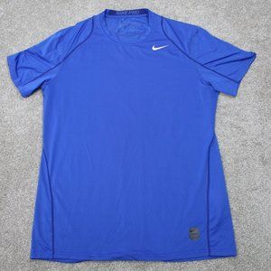 Nike Pro Shirt Mens Large Blue Dri-Fit‎ Fitted Dri-Fit S/S Stretch Workout